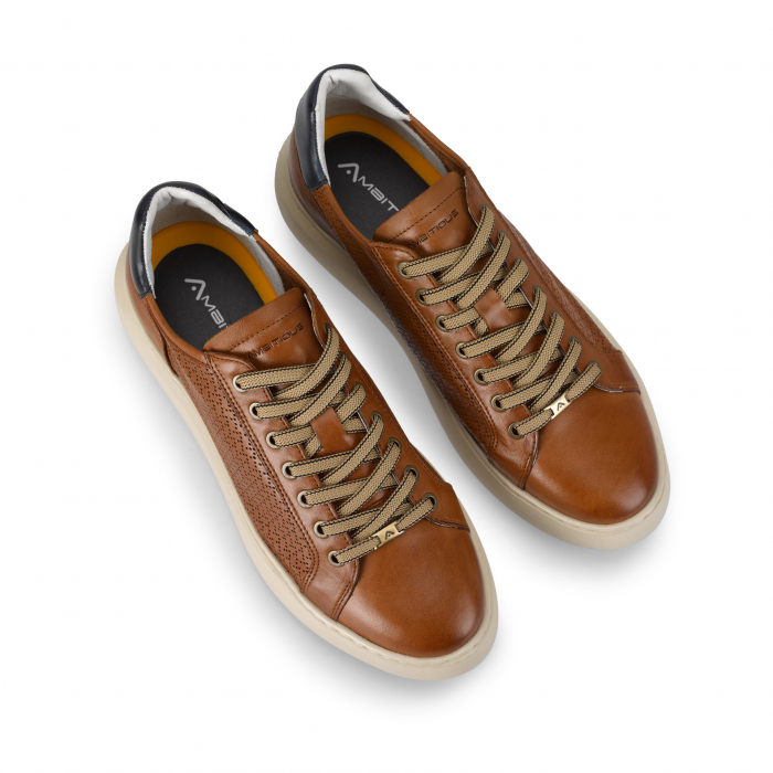 Pantofi piele perforata sneaker barbati AMBITIOUS Eclipse maro [4]
