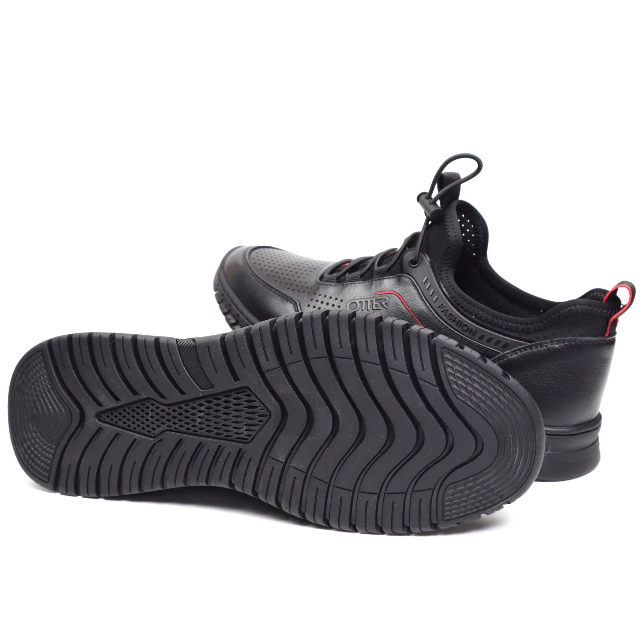 Pantofi casual barbati piele OTTER E6E620010 negru/rosu [5]