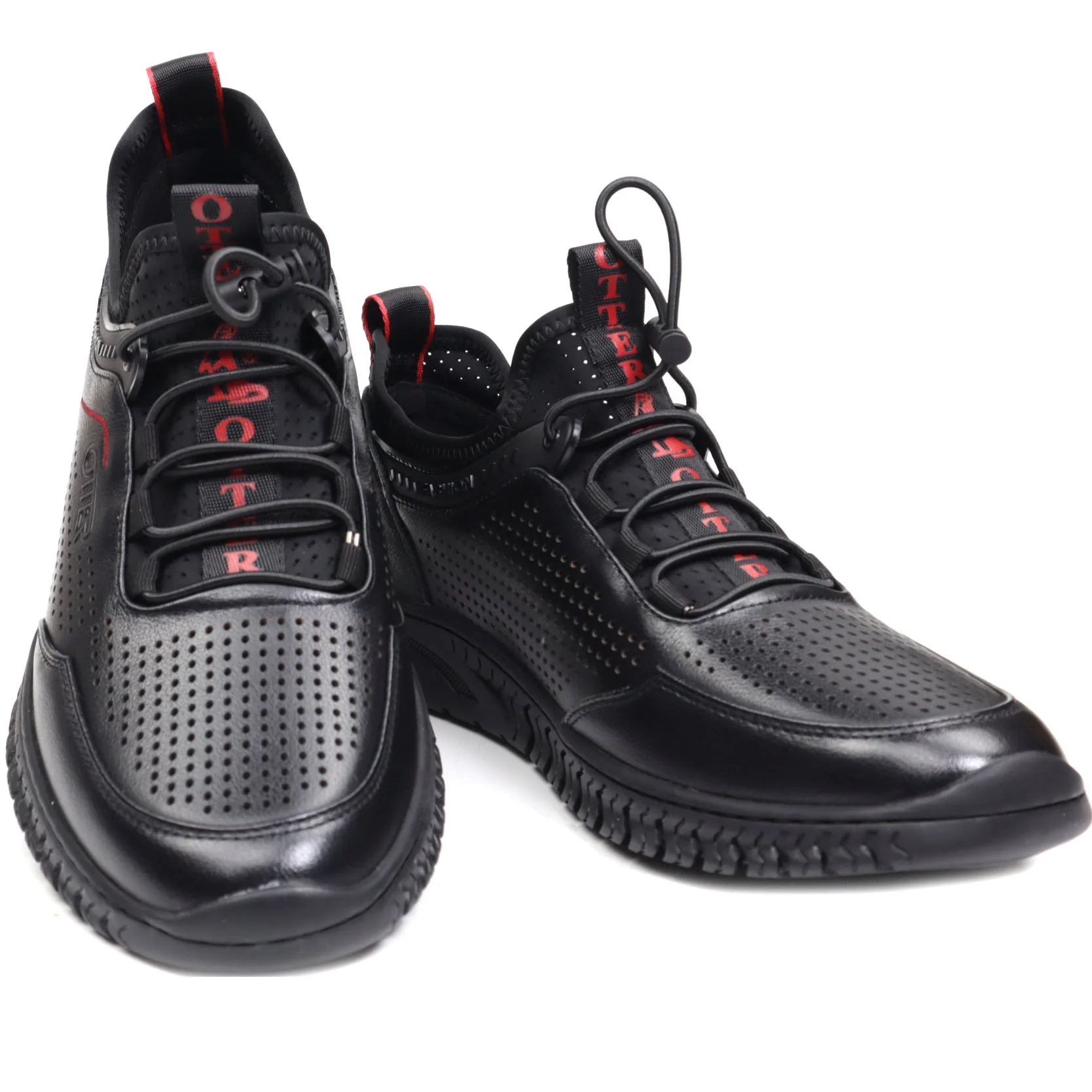 Pantofi casual barbati piele OTTER E6E620010 negru/rosu [3]
