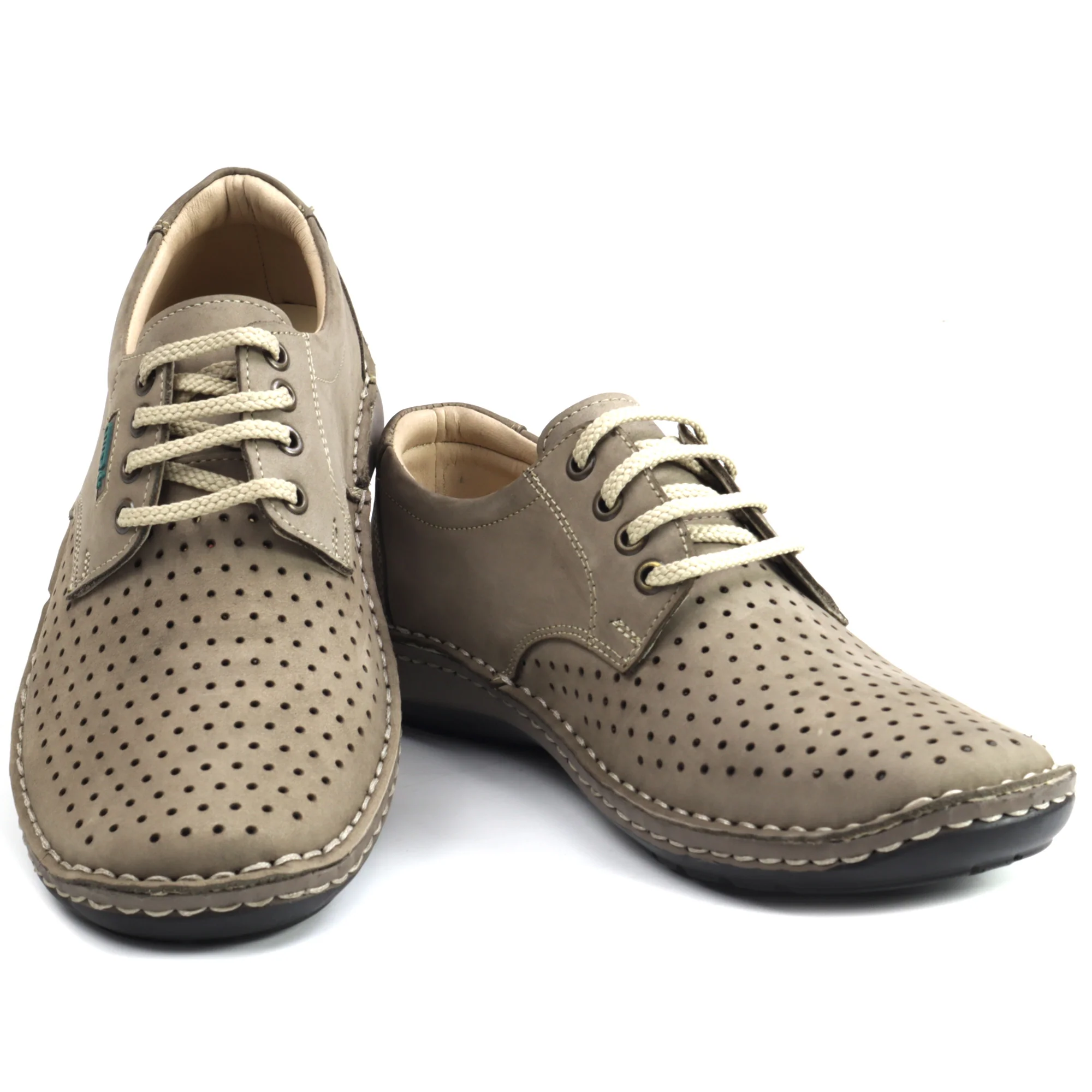 Pantofi casual piele intoarsa perforati barbati OTTER OT9554 bej inchis [3]