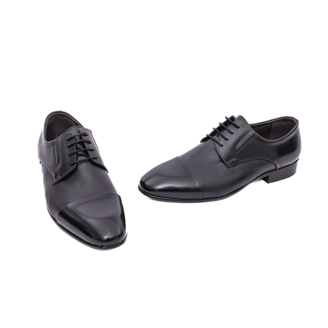 Pantofi derby bărbați piele texturata Caribu 3MKD1-16-4A cap-toe negru [6]