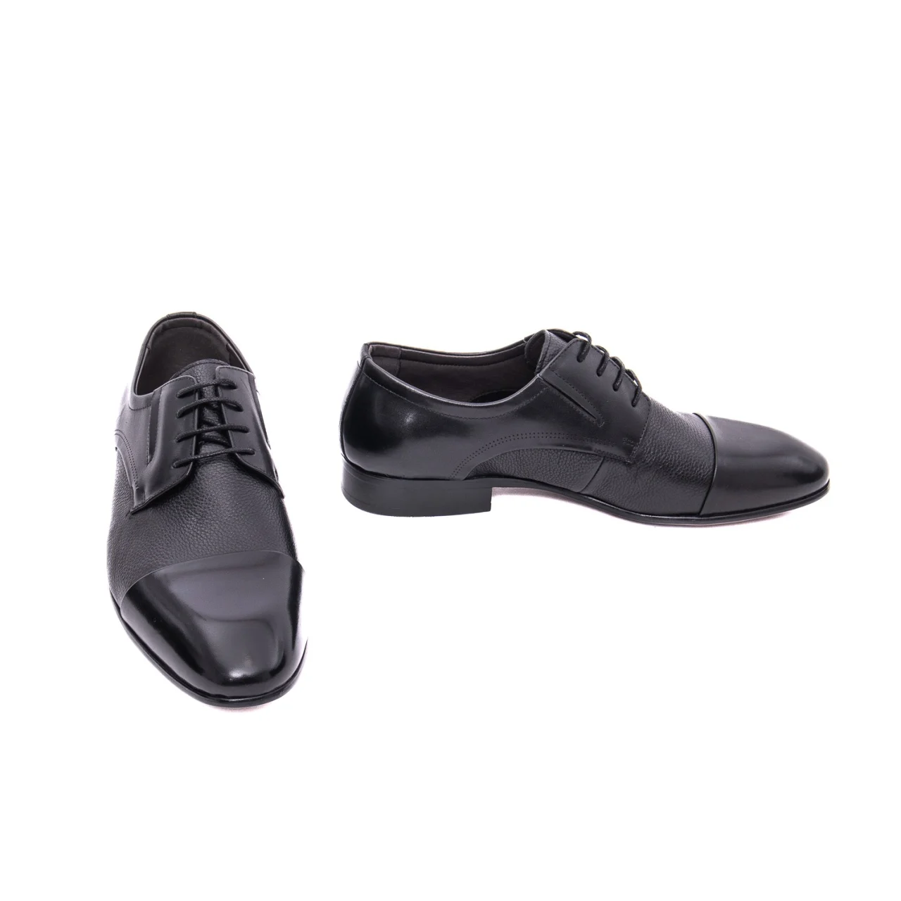 Pantofi derby bărbați piele texturata Caribu 3MKD1-16-4A cap-toe negru [5]