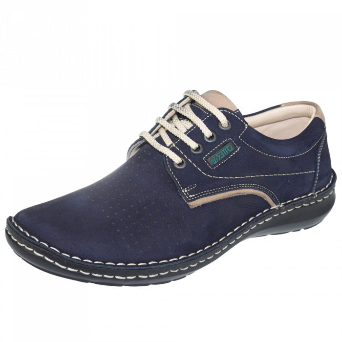 Pantofi perforati piele intoarsa barbati OTTER OT9553 bleumarin [1]