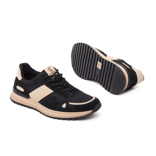 Pantofi sneaker textil barbati OTTER negru/bej [2]