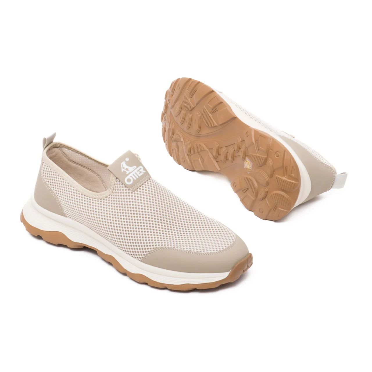Pantofi slip-on textil perforati barbati OTTER bej [2]