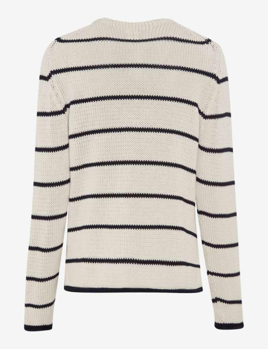 Pulover guler nasturi bumbac femei BRAX LESLEY 364048-90185200 crem dungi [2]