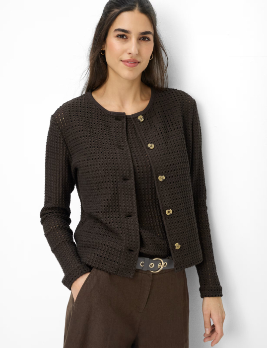 Cardigan nasturi crosetat femei BRAX BRENDA L maro [2]