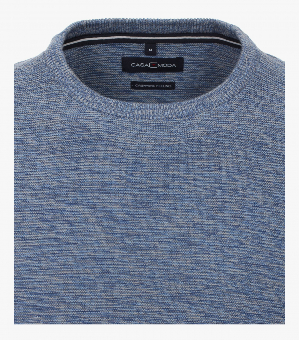 Pulover O Neck bumbac/casmir barbati CASA MODA albastru melanj [3]