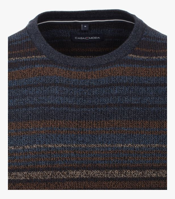 Pulover O-Neck barbati CASA MODA dungi bleumarin/maro [2]