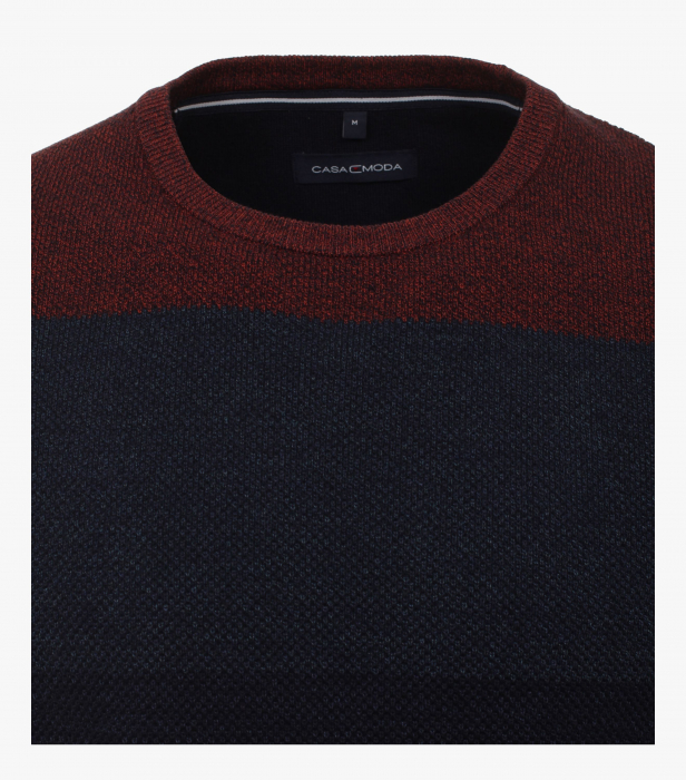 Pulover O-Neck bumbac barbati CASA MODA dungi bleumarin/visiniu [3]