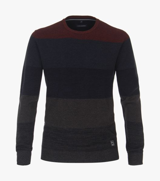 Pulover O-Neck bumbac barbati CASA MODA dungi bleumarin/visiniu [1]