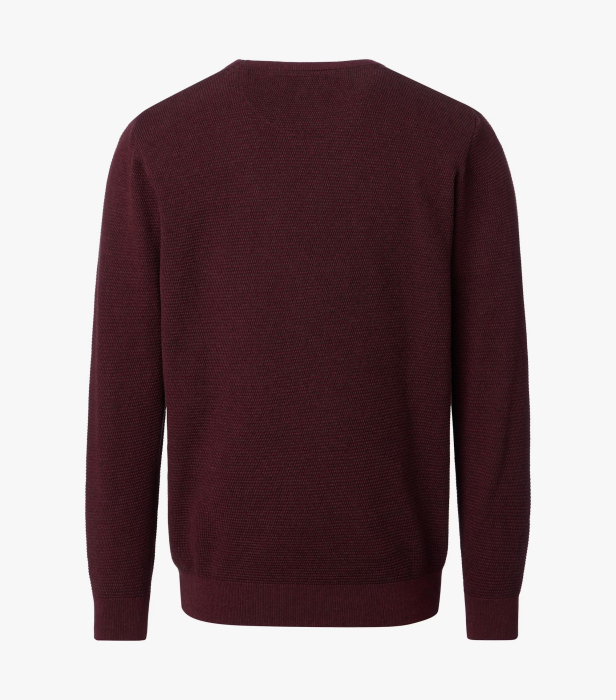 Pulover O Neck bumbac structurat CASA MODA visiniu inchis [2]