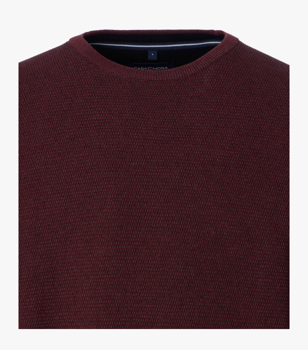 Pulover O Neck bumbac structurat CASA MODA visiniu inchis [3]