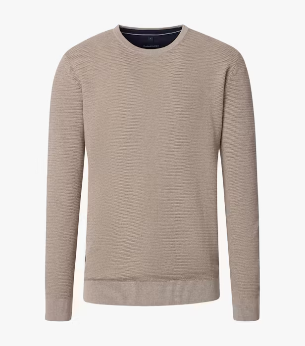 Pulover O Neck bumbac texturat barbati CASA MODA bej [1]