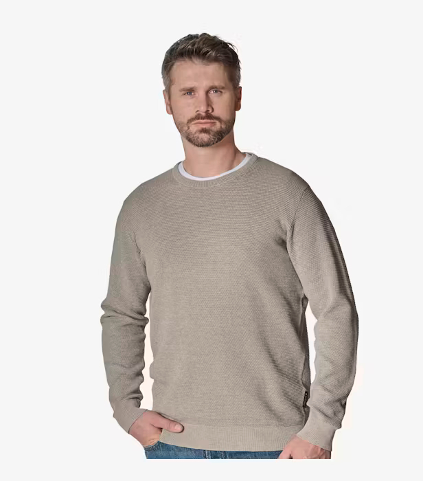 Pulover O Neck bumbac texturat barbati CASA MODA bej [4]
