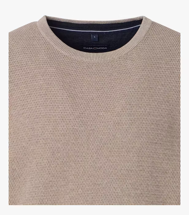 Pulover O Neck bumbac texturat barbati CASA MODA bej [3]