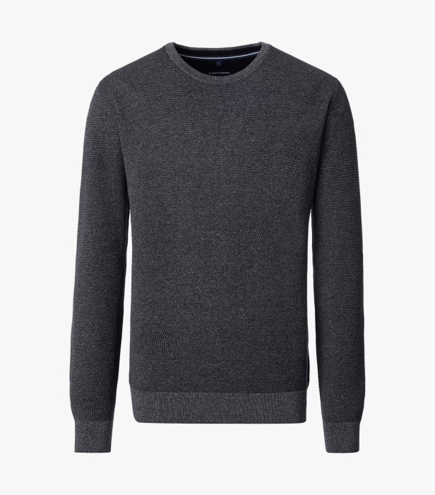 Pulover O Neck bumbac structurat CASA MODA gri [1]