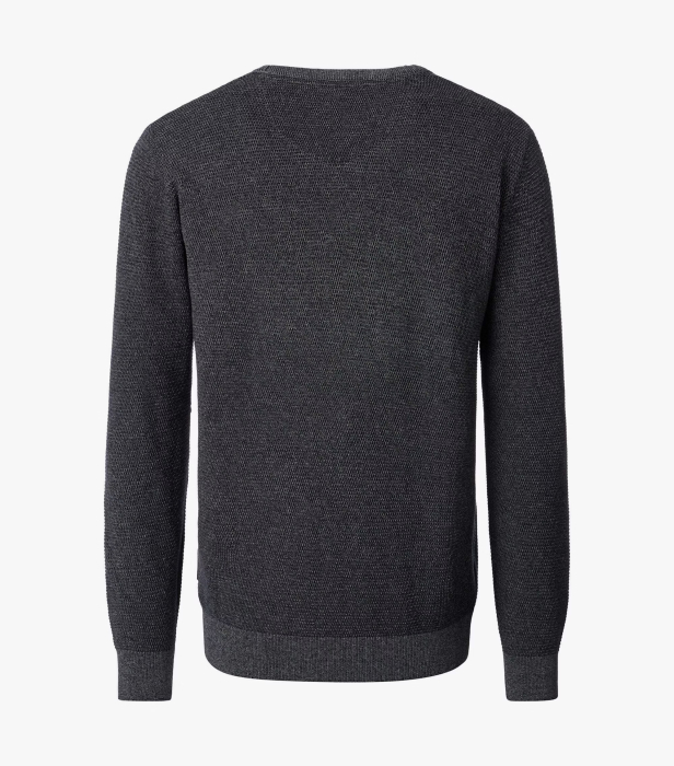 Pulover O Neck bumbac structurat CASA MODA gri [2]