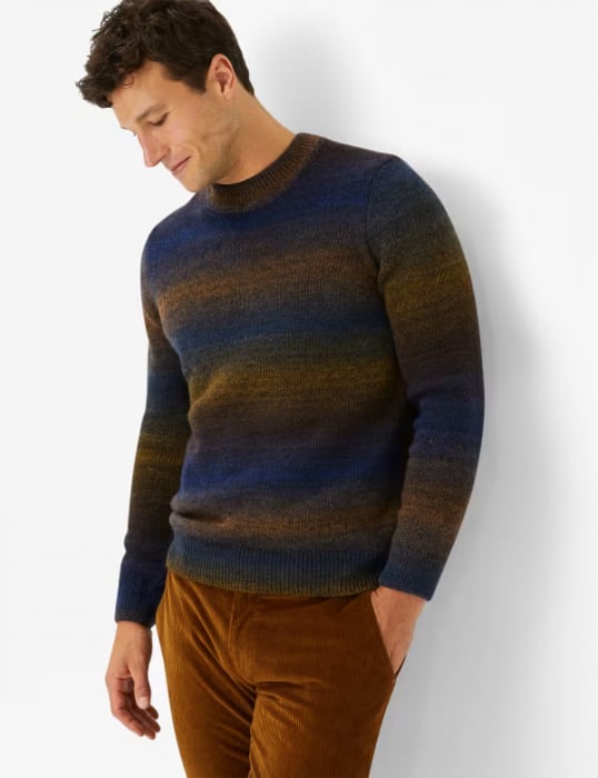 Pulover lana O-neck barbati BRAX BUDDY indigo dungi [2]