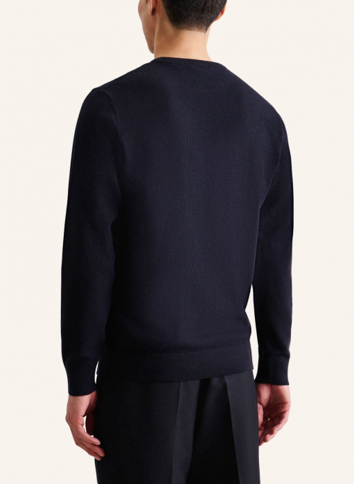 Pulover o-neck bumbac structurat barbati SEIDENSTICKER bleumarin [4]