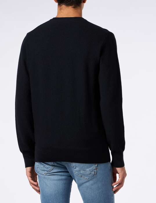 Pulover O-neck barbati merino structurat SEIDENSTICKER bleumarin [3]