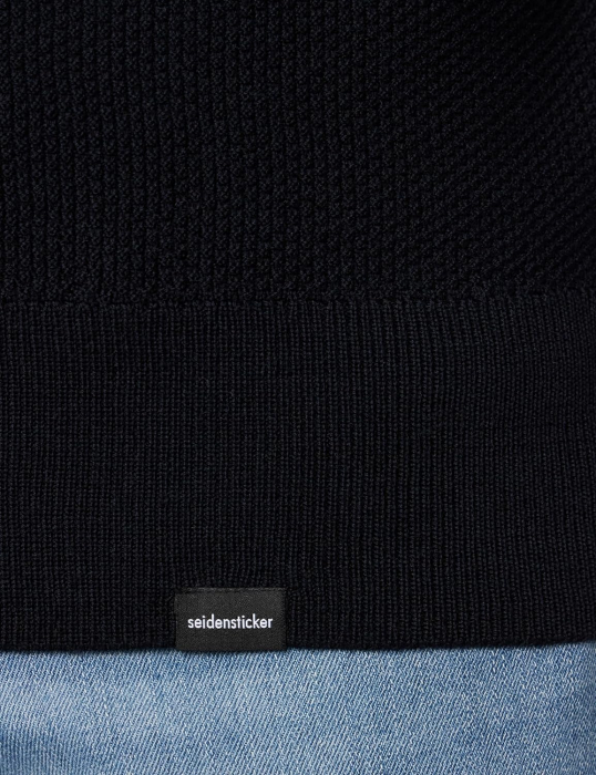 Pulover O-neck barbati merino structurat SEIDENSTICKER bleumarin [4]