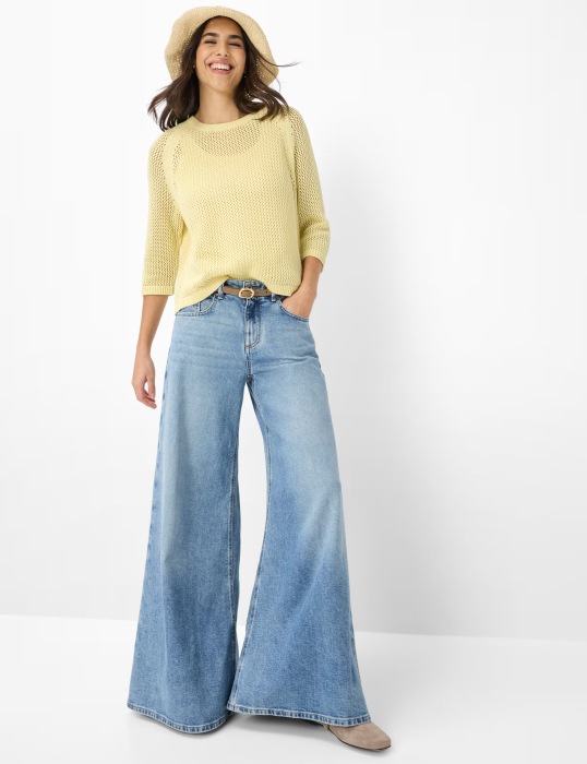 Pulover bumbac tricotat guler rotund femei BRAX NALA galben [5]