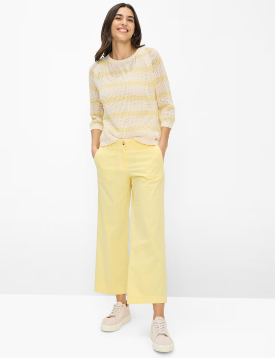 Pulover tricotat bumbac guler rotund femei BRAX NALA galben dungi [4]