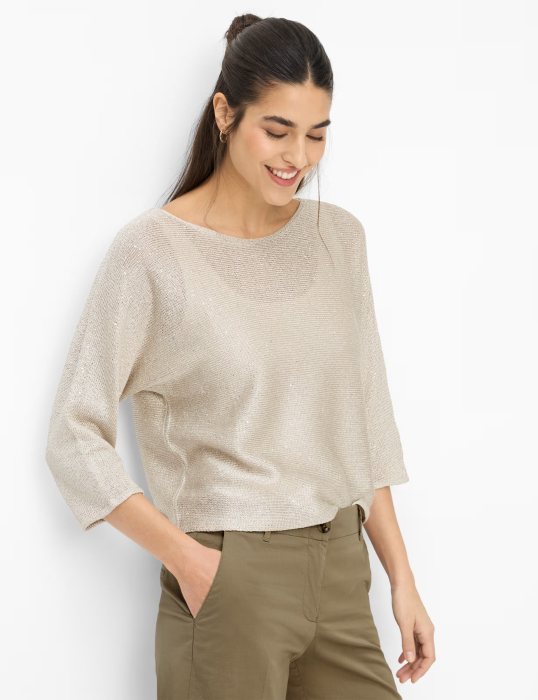 Pulover tricotat maneci 3/4 guker barca femei BRAX NALA crem [2]