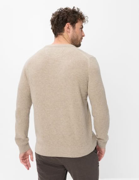 Pulover lana/casmir guler rotund barbati BRAX RICK bej [4]