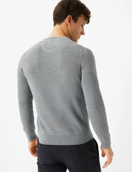 Pulover O-neck lana/bumbac barbati BRAX ROY gri [6]