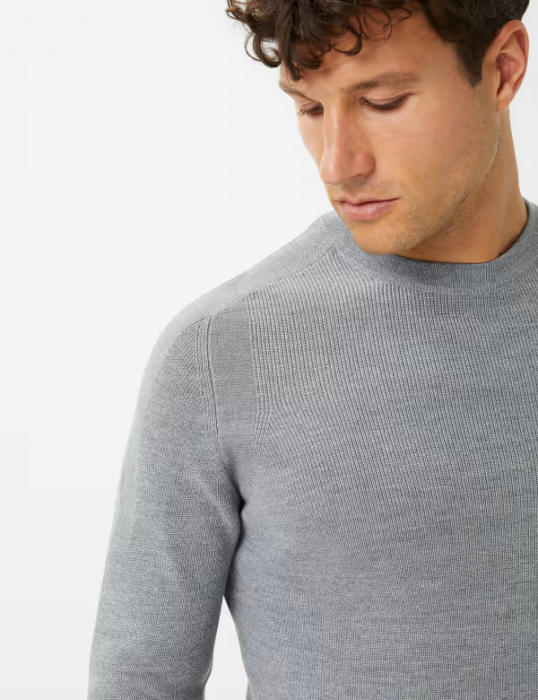 Pulover O-neck lana/bumbac barbati BRAX ROY gri [2]
