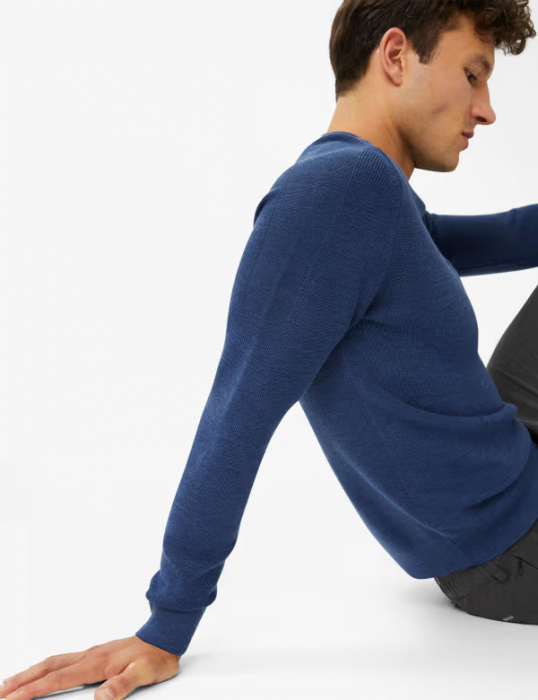Pulover O-neck lana/bumbac barbati BRAX ROY albastru denim [3]