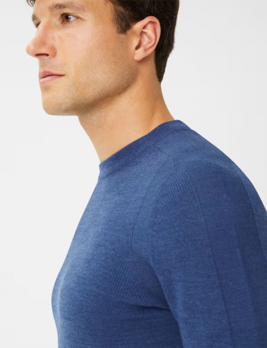 Pulover O-neck lana/bumbac barbati BRAX ROY albastru denim [7]