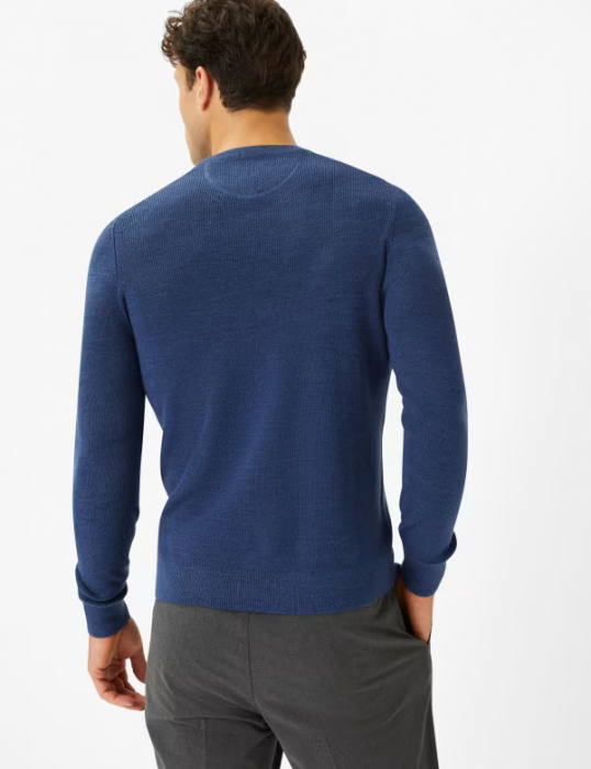 Pulover O-neck lana/bumbac barbati BRAX ROY albastru denim [6]