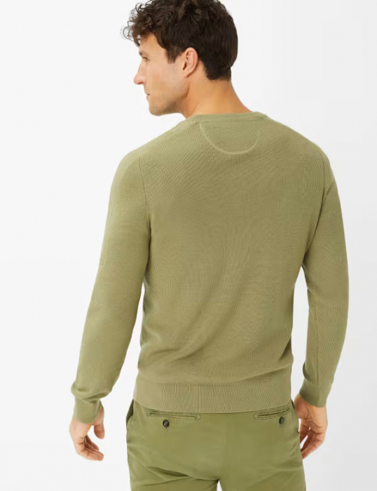 Pulover O-neck lana/bumbac barbati BRAX ROY kaki [3]