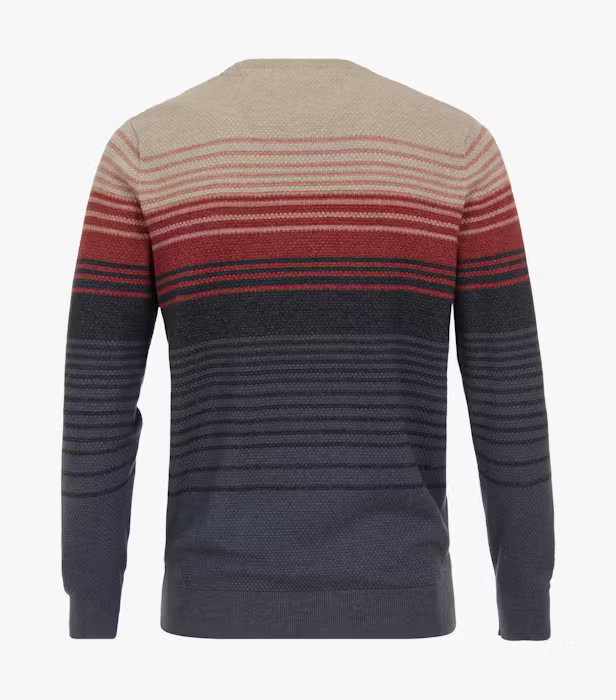 Pulover O Neck structurat barbati CASA MODA Atlantic Spirit dungi bej/rosu/bleumarin [3]