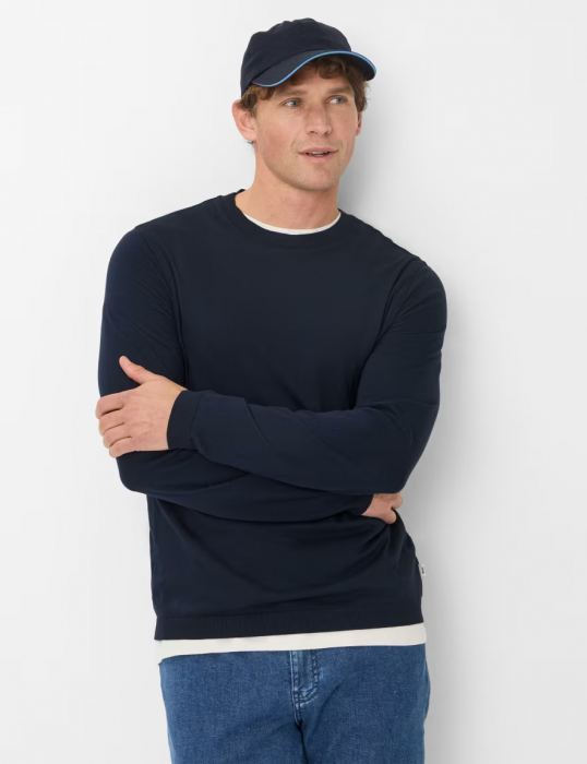 Bluza O-neck bumbac/modal barbati BRAX TIMON bleumarin [3]
