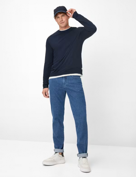 Bluza O-neck bumbac/modal barbati BRAX TIMON bleumarin [5]
