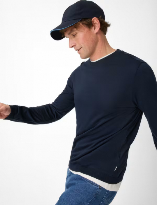 Bluza O-neck bumbac/modal barbati BRAX TIMON bleumarin [6]