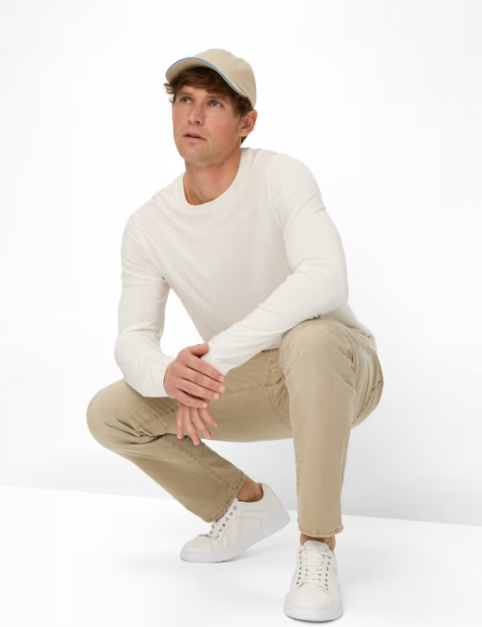 Bluza  O-neck bumbac/modal barbati BRAX TIMON crem [6]