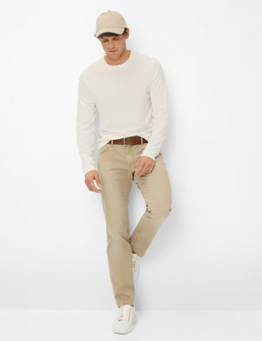 Bluza  O-neck bumbac/modal barbati BRAX TIMON crem [5]