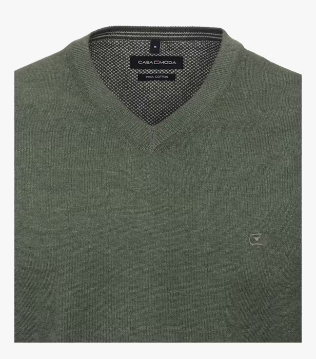 Pulover anchior bumbac Pima barbati CASA MODA 004430 verde inchis [3]