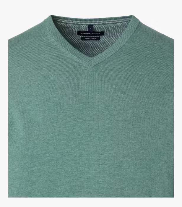 Pulover anchior bumbac Pima barbati CASA MODA 004430 verde deschis [3]