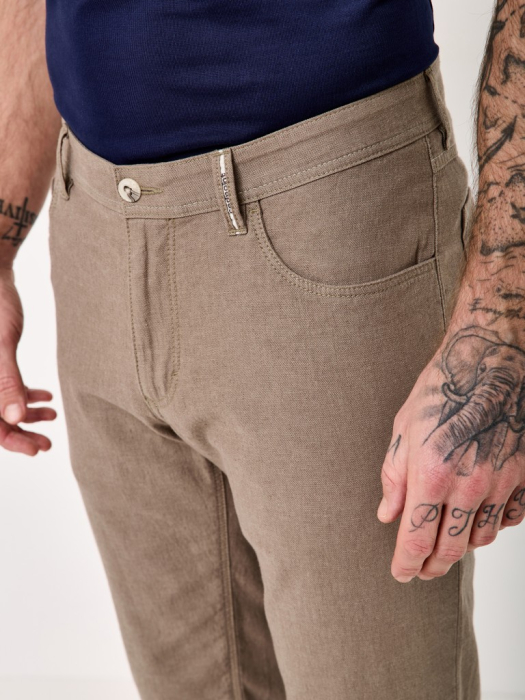 Pantaloni bumbac/in 5 buzunare barbati REDPOINT Milton bej [6]