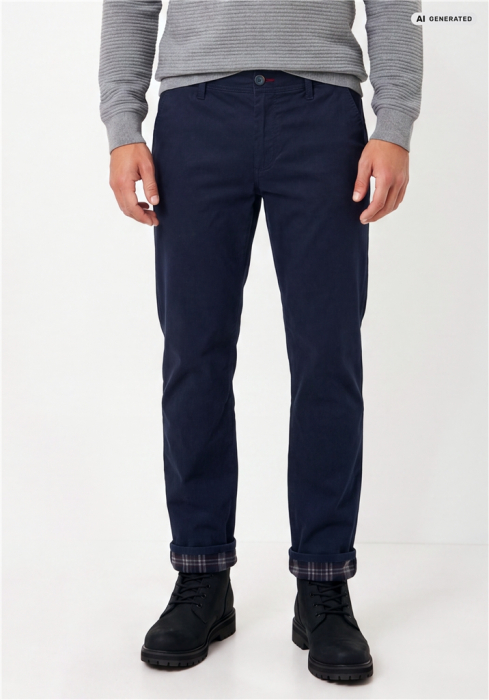 Pantaloni termici bumbac chino barbati REDPOINT Odessa Thermo bleumarin [2]