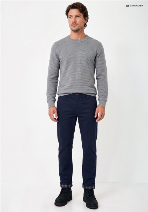 Pantaloni termici bumbac chino barbati REDPOINT Odessa Thermo bleumarin [4]