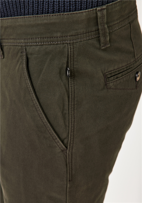 Pantaloni termici bumbac chino barbati REDPOINT Odessa Thermo oliv inchis [5]