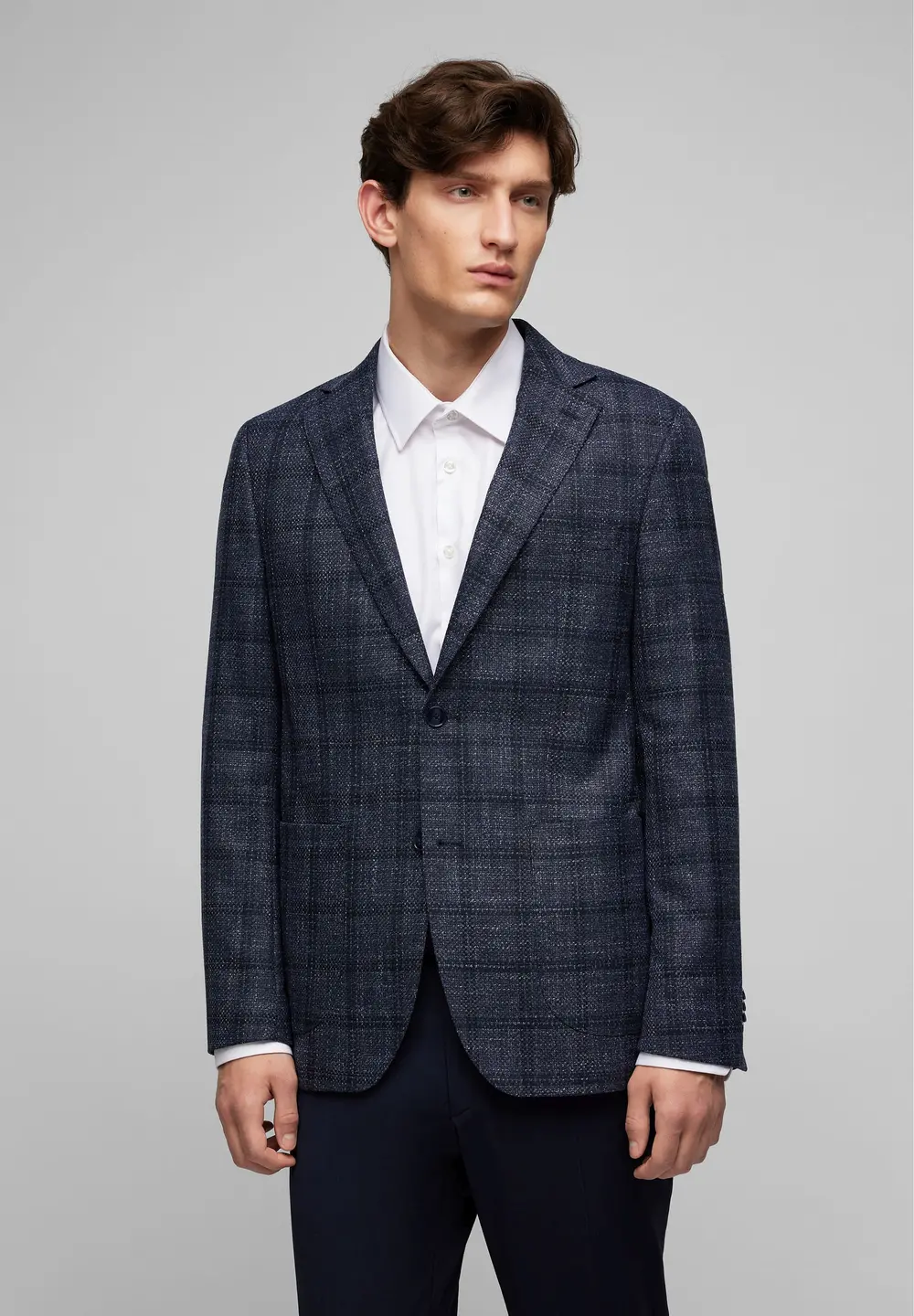 Sacou barbati HECHTER ModernFit  carouri bleumarin [2]