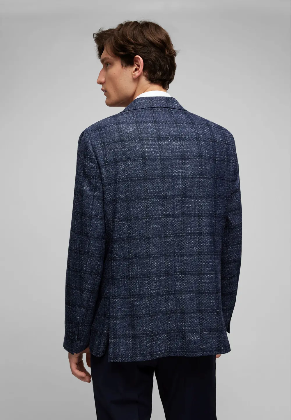 Sacou barbati HECHTER ModernFit  carouri bleumarin [8]